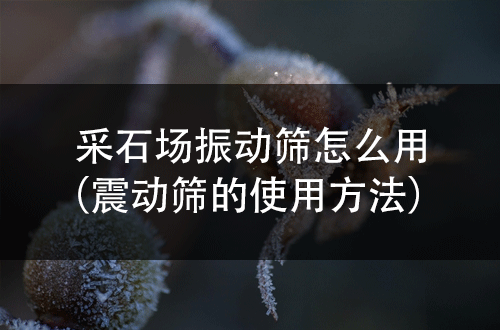 采石場振動(dòng)篩怎么用(震動(dòng)篩的使用方法)