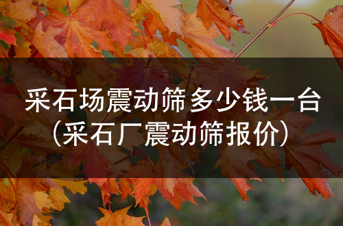 采石場震動篩多少錢一臺(采石廠震動篩報價)